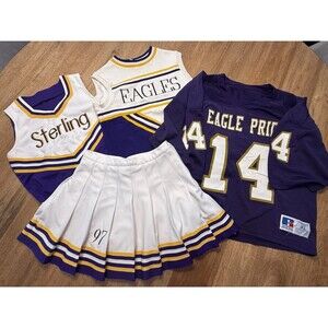 Vintage Cheerleading Uniform Football Jersey Couple Costume Authentic 90s Purple